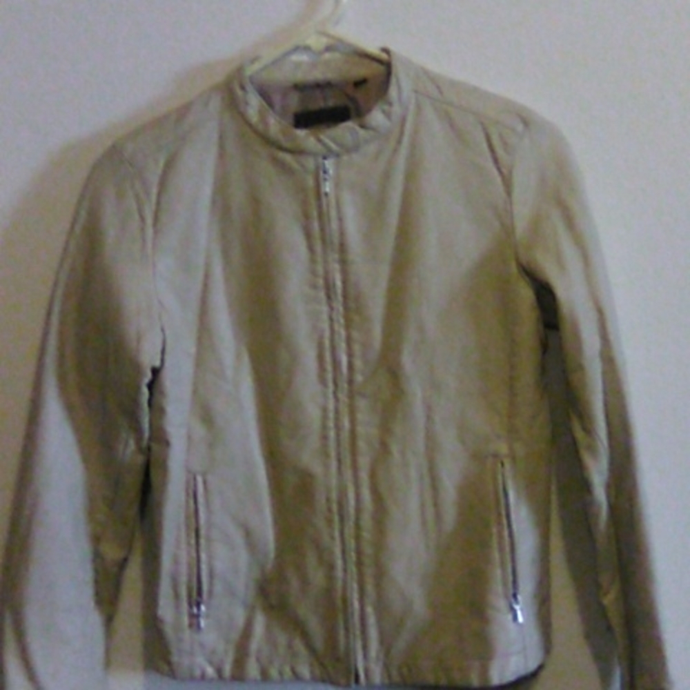 Cream colored leather jacket